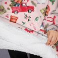 thumbnail image 3 of Oversized Wearable Blanket Hoodie,Pink Christmas Red Truck and Snowman Pattern Sherpa Blanket Hoodie with Super Pockets,Super Warm Fuzzy Pullover for Women & Men, 3 of 6