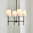 thumbnail image 4 of Better Homes & Gardens Meadowood 4-Light Chandelier, Matte Black Finish, White Fabric Shades, LED Bulbs Included, 4 of 10