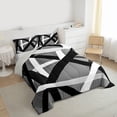 thumbnail image 3 of Castle Fairy Teens Stripes Twin Comforter Sets,Mid Century Geometric Lines Bedding Set, 3 of 8