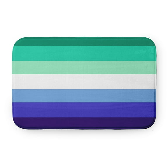 Simply Daisy 24" x 17" Plush Microfiber Green/White/Blue Gay Striped Bath Mat