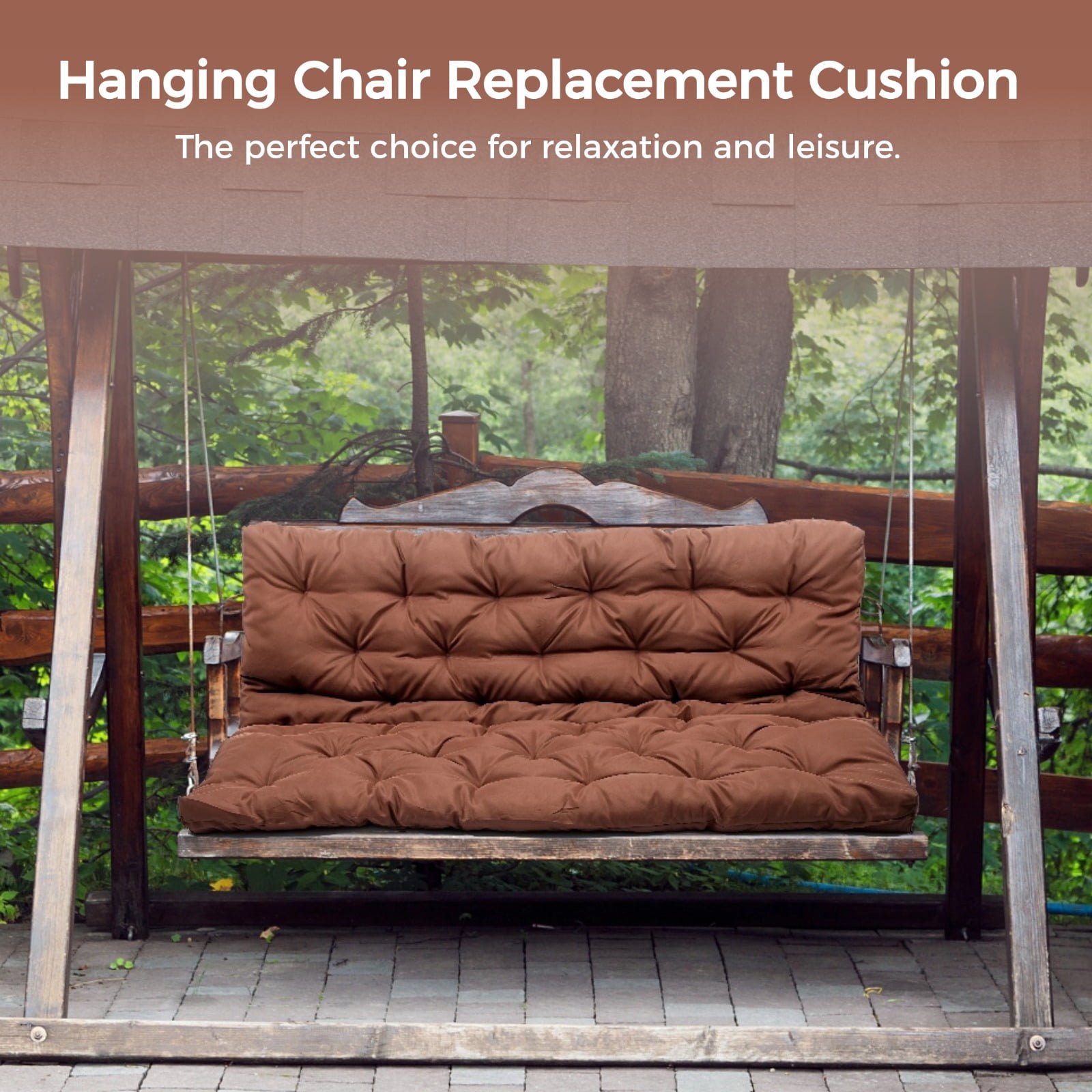 Hanging Chair Replacement Cushion, Outside Bench Cushion with Backrest, 2-3 Seater Cushion with 8 Ties for Outdoor Furniture, 59 x 39 x 4 Inches Porch Hanging Chair Cushion Garden Bench