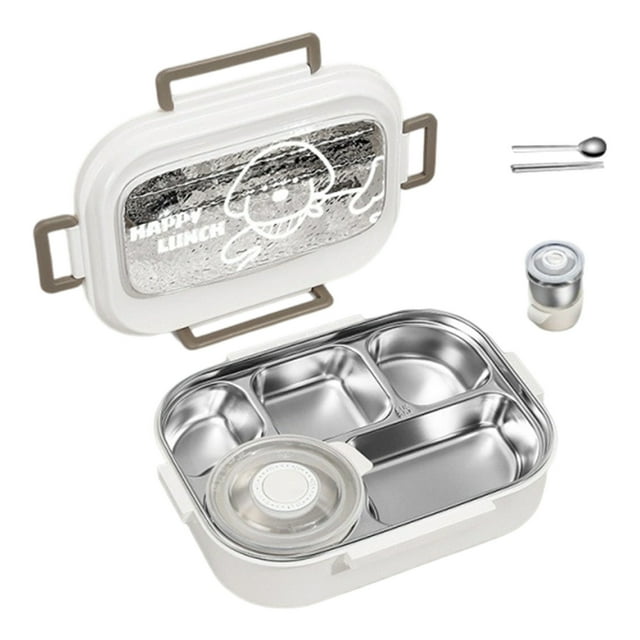Huanglei Bento-Repas en Acier Inoxydable pour Adultes et Enfants, 4/5 Compartiments, Étanche, Bento en Métal, Contenants à Collation pour Enfants, Réutilisables, Contenants à Collation Bento avec Couvercles