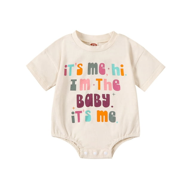 SUNSIOM Barboteuse d'Été pour Bébé Imprimé Lettre Col Rond Manches Courtes Body pour Garçons Filles