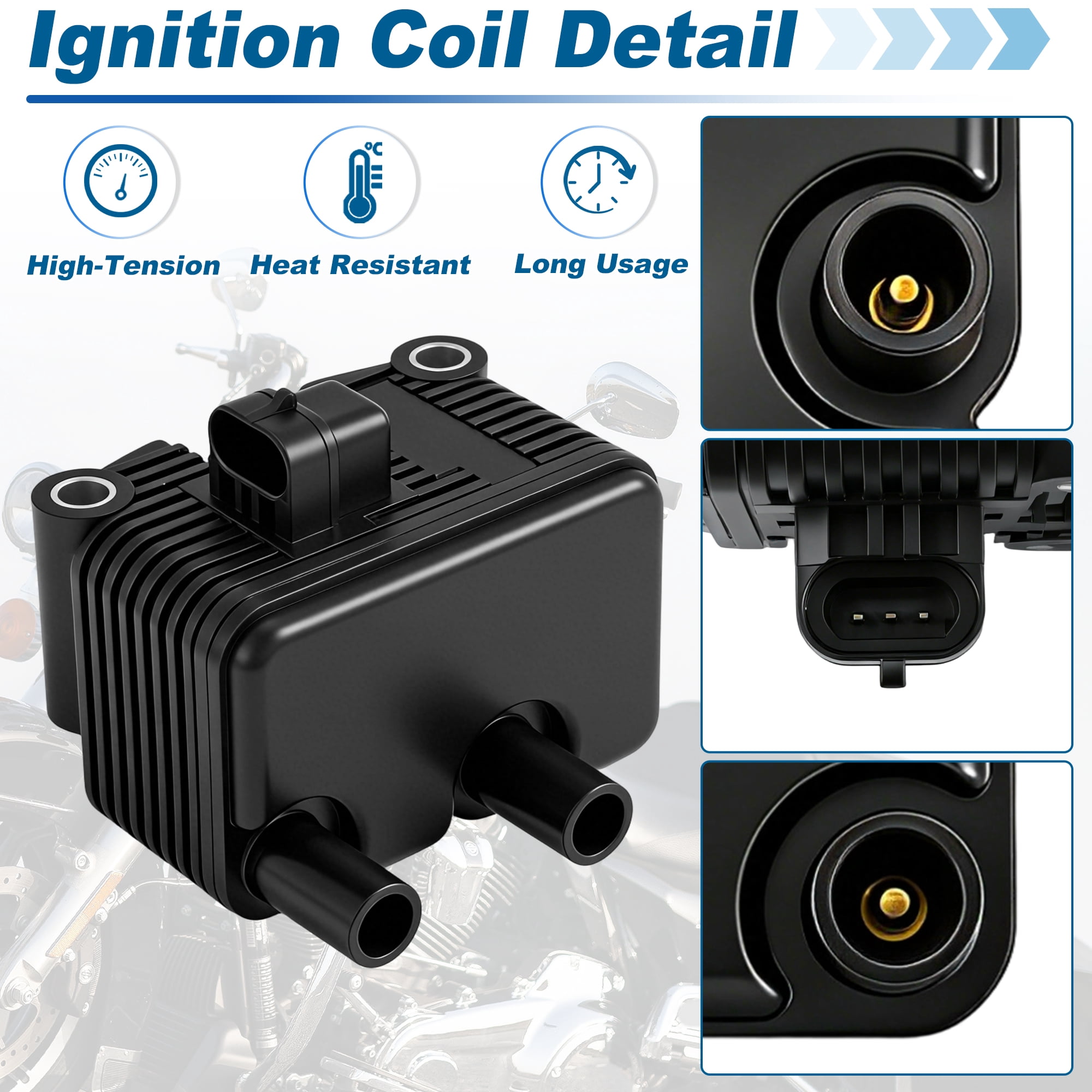 Unique Bargains Motorcycle Fire Ignition Coil for Harley Davidson Dyna 1999-2005