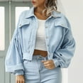 thumbnail image 4 of Usmixi Womens Cropped Coat Corduroy Jacket for Women Long Sleeve Lapel Button Up Shacket Coat Casual Solid Ladies Fall Loose Outerwear Tops with Pocket Winter Cropped Coat, 4 of 7