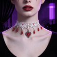 thumbnail image 4 of Gothic Lace Choker Necklace for Women, Vintage Red Black Pendant Necklace, Punk Style Hollowed Out Layer Vampire Necklace, Versatile Halloween Accessory for Goth and Alternative Fashion, 4 of 5