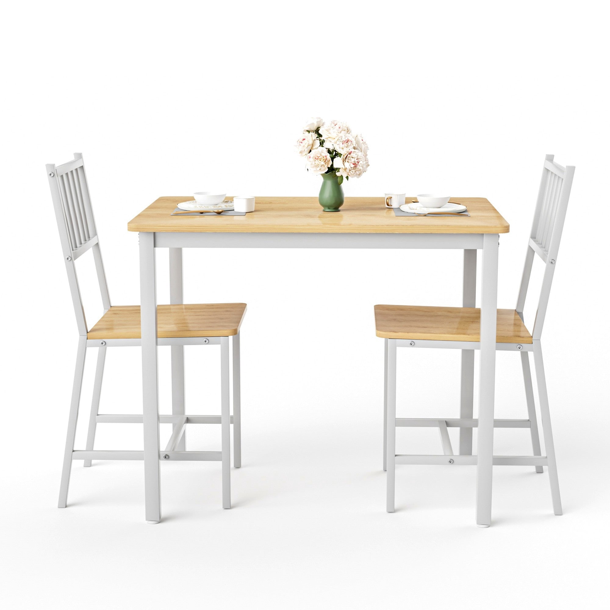 Sailvan 3-Piece Dining Table Set, 35.4″L x23.6″W x29.7″H, Bar Table with 2 Chairs