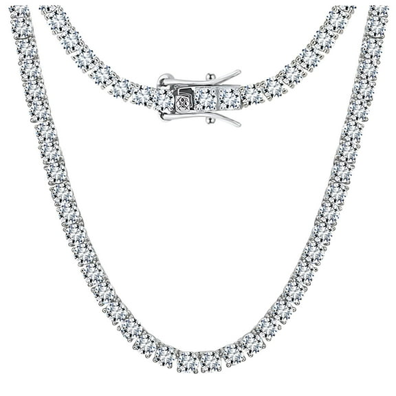 Tennis Necklace for Women Sterling Silver 3mm or 5mm Cubic Zirconia 16 or 18" Lengths by Ginger Lyne