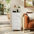 thumbnail image 6 of Eunos White Dresser for Bedroom, 5 Drawer Nightstand with Charging Station, LED and Open Shelf, 6 of 8