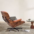 thumbnail image 4 of CRO Decor Tufted Accent Chair Leather Swivel Lounge Chair and Ottoman (Amber), 4 of 9
