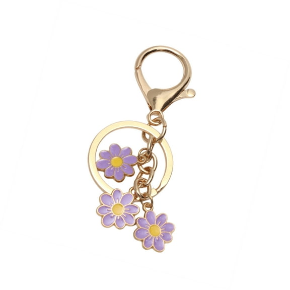 Vocoste 1 Pc Fashionable Flower Handbag Charm Decorative Keychain Purple Gold Tone