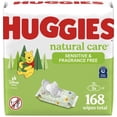thumbnail image 1 of Baby Wipes, Huggies Natural Care Sensitive, UNSCENTED, 3 Flip Top Packs, 168 Wipes, 1 of 9