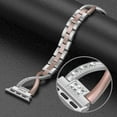 thumbnail image 5 of Wearlizer Compatible with Apple Watch Band 38mm 40mm 41mm Womens Mens for iWatch Color Matching 2-Tone Bling Rhinestone Metal Wristband Strap X-Link Series SE 8 7 6 5 4 3 2 1, 5 of 6