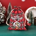 thumbnail image 4 of 1 PC Cotton Medium Christmas Drawstring Candy Treat Bag Buffalo Plaid Christmas Fabric Goody Gift Pouch Reusable Gift Wrapping Bag Holiday Party Favors, 4 of 6
