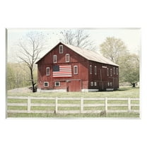 Stupell Industries Patriotic Barn Flag Landscape Painting Unframed Art Print Wall Art, 15 x 10