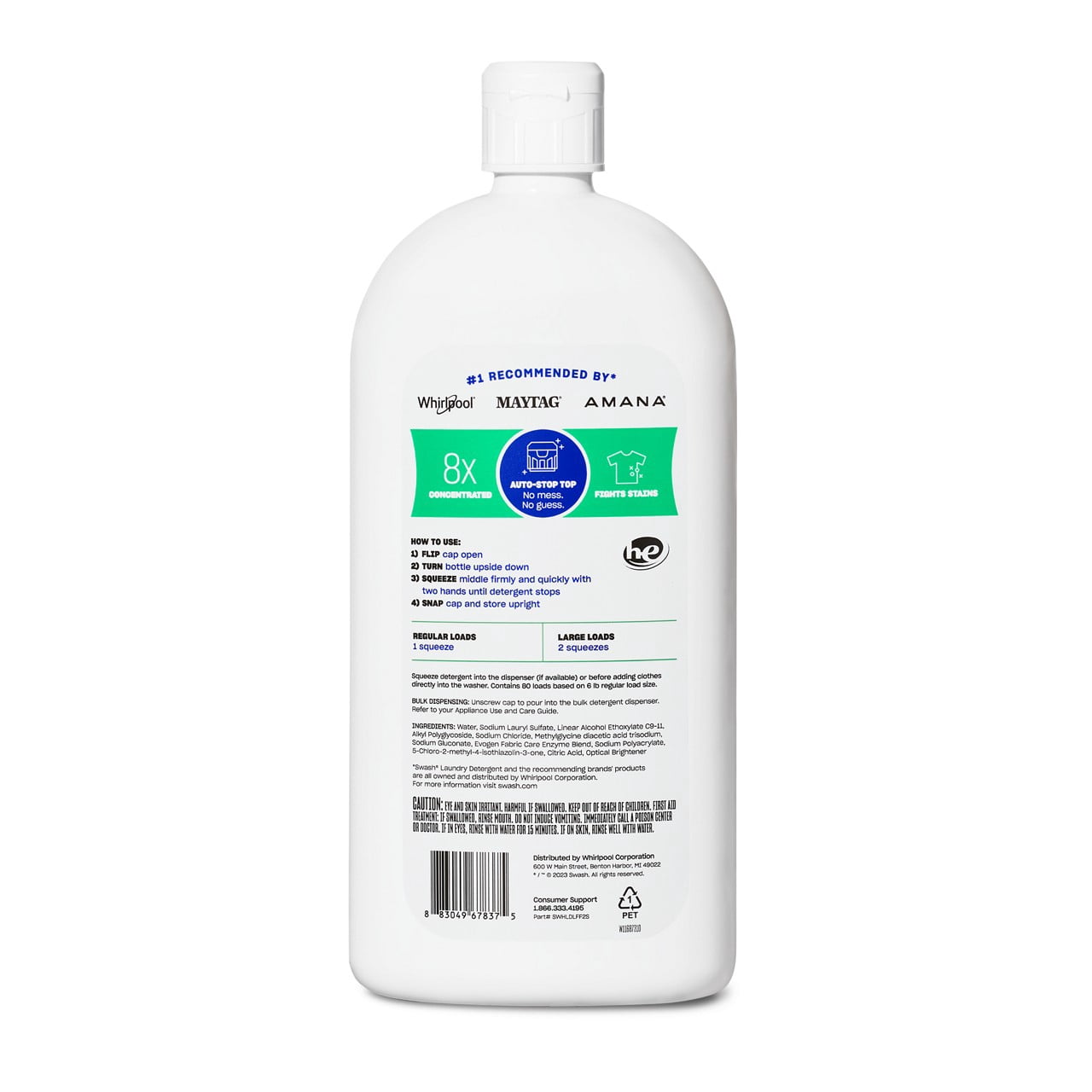 Swash® Smells Like Nothing HE Ultra-Concentrated Liquid Laundry Detergent, SWHLDLFF2S, 80 Loads, 30 fl. Oz.