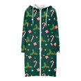 thumbnail image 3 of Women's Christmas Printed Long Sleeve Hooded Sweatshirt Jacket with Drawstring and Zipper Pockets, Fashionable Casual Wear for Fall and Winter,Dark Green,L, 3 of 6