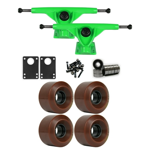 RKP Green Longboard Trucks Wheels Package 60mm x 41mm 83A 1545C Brown