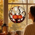 thumbnail image 4 of Halloween Pumpkin Ghost Window Hanging Decor, Stained Glass Style Halloween Suncatcher Ornament, Halloween Decorations Accessory for Home Window Indoor Halloween Holiday Scene Display,6x6Inch, 4 of 7
