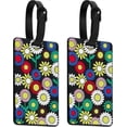 thumbnail image 1 of Luggage Tags Pack of Two,Baggage Tags Suitcase ID Labels Business Card Holder/Travel ID Bag Tag(Sun Flower), 1 of 5