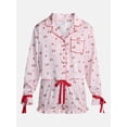 thumbnail image 5 of No Boundaries Holiday Satin Top and Shorts Sleepwear Set, 2 Piece, Women's XS-XXL, 5 of 5