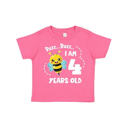

Inktastic Buzz Buzz I Am 4 Years Old Cute Bee Gift Toddler Boy or Toddler Girl T-Shirt