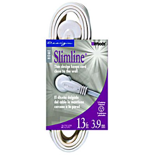 Southwire 2232 Slimline 13 Foot Indoor Extension Cord Thin Plug
