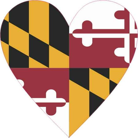 State Flag Bumper Sticker - 4in x 4in Maryland Heart Sticker Vinyl State Flag Vehicle Bumper Stickers