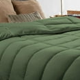 thumbnail image 3 of 3 Piece Luxury Long Box Pattern Comforter By D.N.G. BEDDINGS Set Premium Super Soft, All Season, 800 Thread Count, 100% Egyptian Cotton, Super King Size Moss Color, 3 of 5