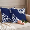 thumbnail image 2 of Coral Navy Blue Outdoor Waterproof Pillow Covers, Coastal Ocean Marine Nautical Beach Decorative Square Throw Pillowcase Sofa Cushion Sham for Patio/Couch/Chair, 16"x16" 2 Pack, 2 of 8