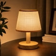 thumbnail image 7 of Brown Small Bedside Table Lamp 7.87 Inch, Eye Protection Warm Light Desk Lamp With Adjustable Brightness, Retro Vintage Fabric Shade Lamp for Bedroom Living Room Study Home Decor, 7 of 7