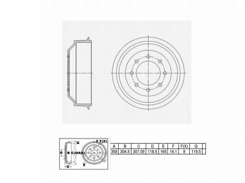 Winstop Brake Drum, Rear WS236511, Ford F-250 1996-1986