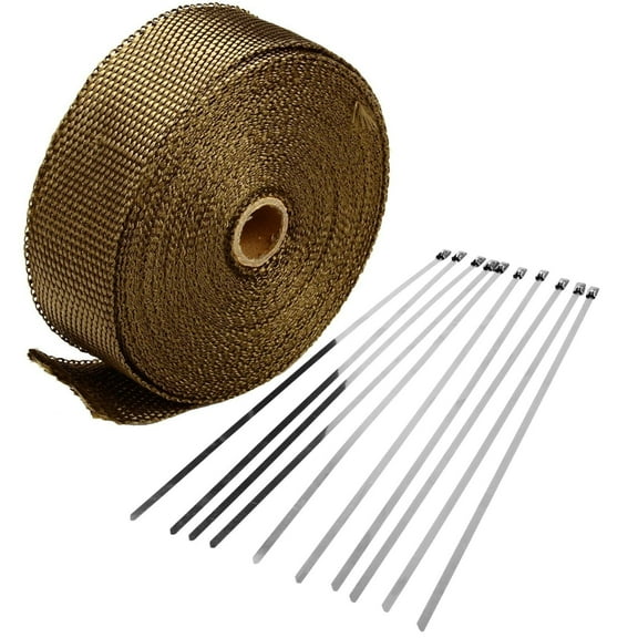 1 Rolls 2"x 50ft Thermal Header Pipe Tape Titanium Lava Exhaust Wrap 20 Ties Kit