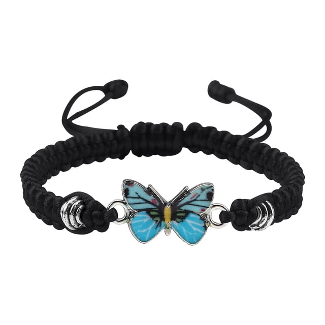 Pulseras para mujer, regalos para mujer, pulsera para enamorados, pulsera tejida a mano para San Valentín, joyería para novias, pulsera con dije de mariposa.
