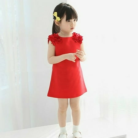 

Hunpta Toddler Kids Baby Girl Floral Solid Dress Casual Princess Party Dress Sundress