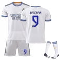 thumbnail image 1 of Benzema #9 Kids Football Kits Soccer Jersey Home 2021-2022 New Season Men's Real Madrid Cf Soccer T-shirts-20(110- 120CM)- BmatwkZeng Bmatwe Jersey, 1 of 1