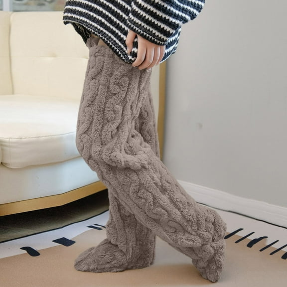 Women Knee High Fuzzy Socks Women Leg Warmer Winter Warm Socking Leg Cover Home Knee Socks for Women Girls Home Sleeping Socks Women
