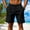 Black, variant on Sakmal Bermuda Shorts Men Knee Length Board Cotton Linen Wide Leg 9 Inch Solid Green Vacation Shorts for Men L