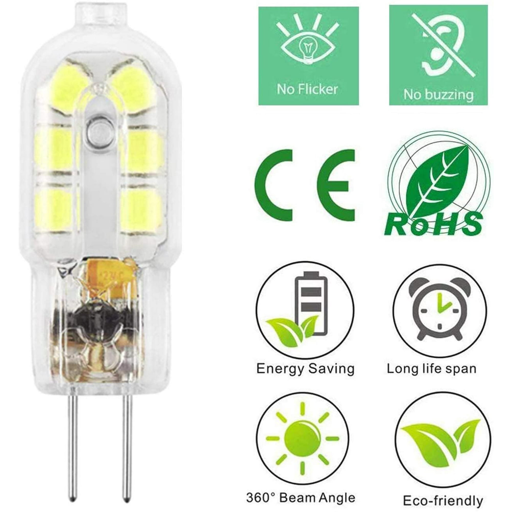 Halogen Bulb G4 S 50 Watt 4-Pack - Dimmable Soft White 2700K 12V Bi-Pin  Clear Light Bulbs Venmar Range Hood Light Bulb, image size:2000x2000