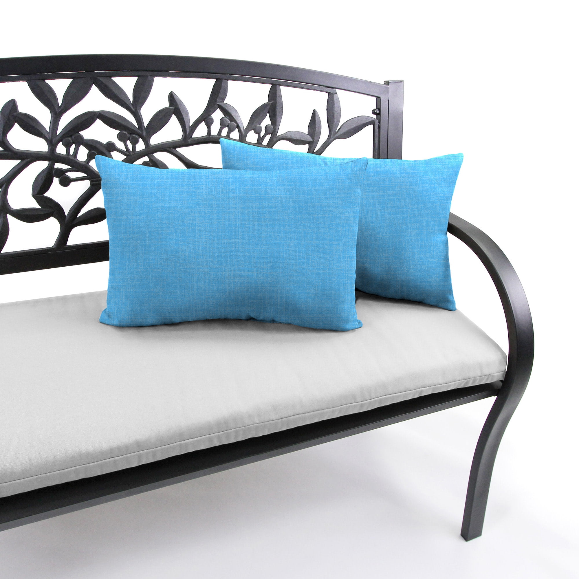 Jordan Manufacturing 12" x 18" Celosia Ice Blue Crosshatch Rectangular Outdoor Lumbar Throw Pillow (2 Pack)