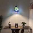 thumbnail image 2 of Tiffany Mini Table Lamp Pink Blue Stained Glass Hummingbird Flowers Pull Chain Switch LED Bulb Included for Living Room Bedroom Bedside 8" D*8" W*15" H, 2 of 6
