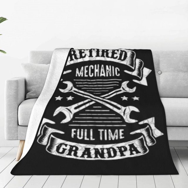 Manta de vellón con diseño de mecánico jubilado, divertida y súper suave, acogedora, ligera, difusa y cómoda, manta de franela cálida y afelpada para sofá, cama