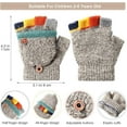 thumbnail image 2 of 2-6 Years Kids Winter Gloves, Warm Knitted Convertible Fingerless Gloves for Baby Boy Girl with Mittens Cover Cap, 2 of 6