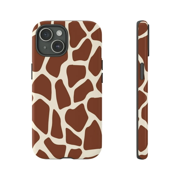 Brown Giraffe Print Tough iPhone 15 Case-iPhone-Animal Print iPhone Case