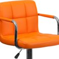 thumbnail image 3 of 2 Pk. Contemporary Orange Quilted Vinyl Adjustable Height Barstool with Arms and Chrome Base, 3 of 9