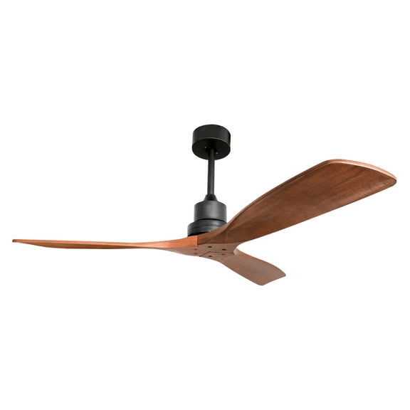 52inch Outdoor Farmhouse Ceiling Fan with Control Solid Wood Fan Blade Reversible Motor Black Metal & Wood
