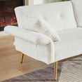 thumbnail image 5 of Aukfa 79" Futon Convertible Sofa Bed, Adjustable Arm, 2 Pillows&Side Pocket, Teddy Fleece, White, 5 of 10