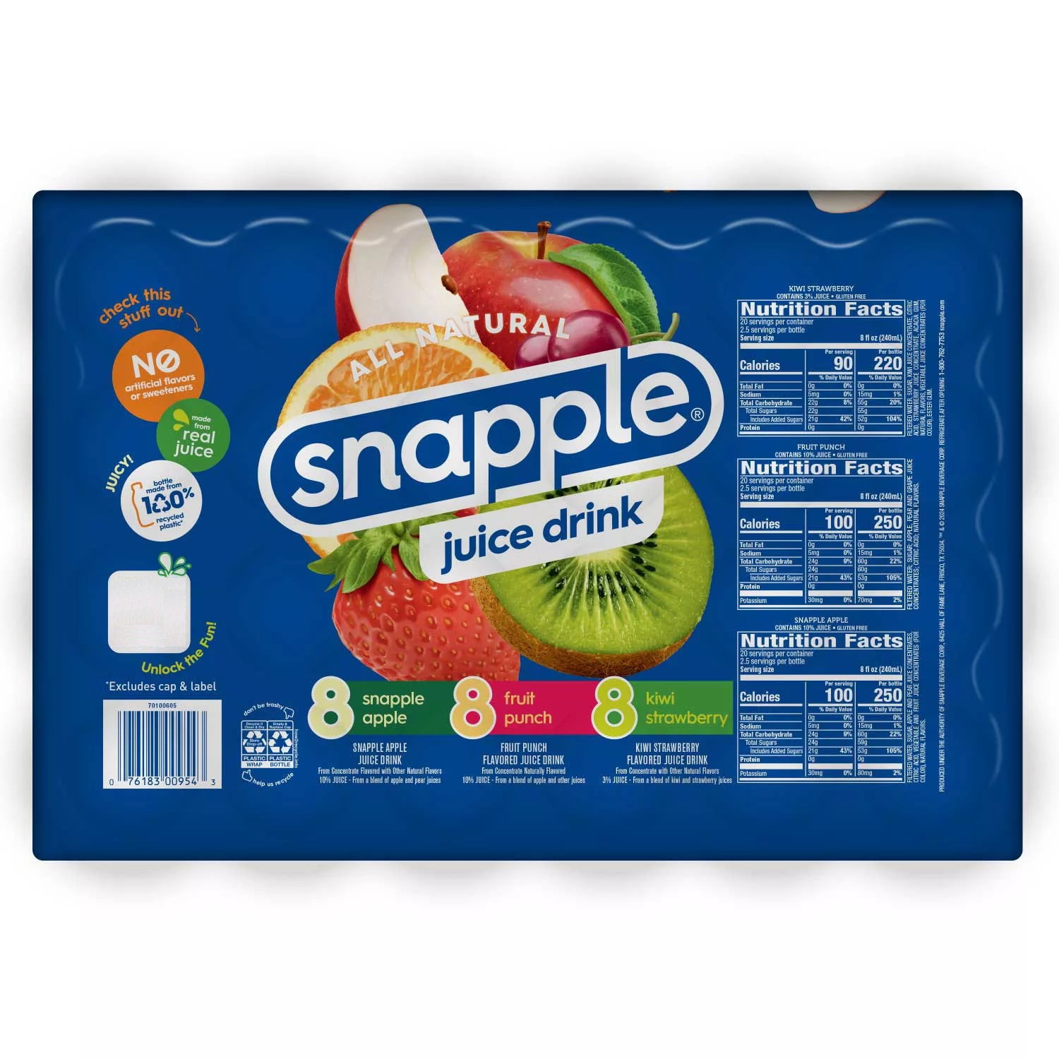 Snapple Juice Drink Variety Pack, 20 Fluid Ounce (Pack of 24)