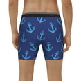 thumbnail image 2 of Men's Boxer Briefs, anchors waves navyblue cool Soft and Breathable Mens Underwear Boxer Briefs With Widen Waist, 2 of 5