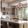 thumbnail image 3 of Kira Home Roman 18" 3-Light Farmhouse Pendant Light, Adjustable Hanging Height, Weathered Pine + Rustic Bronze Finish, 3 of 7